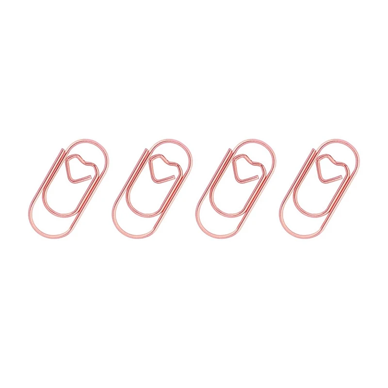 300 Pieces Rose Gold Cute Paper Clips Mini Clips Heart Shaped Paperclips Bookmark Clips For Office Supplier School