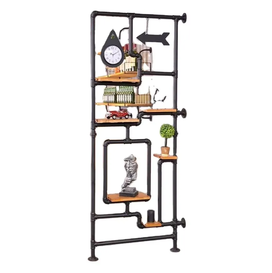 Industrial pipe shelving, wall-mounted room partitions with shelving, village wooden ladder storage collection bookshelves