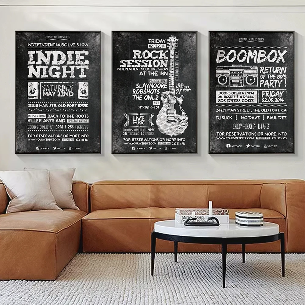 Canvas Print Painting Poster GUITAR Sound Recorder Letter Modern Art Living Room Bedroom Porch Sofa Background Home Wall Decor