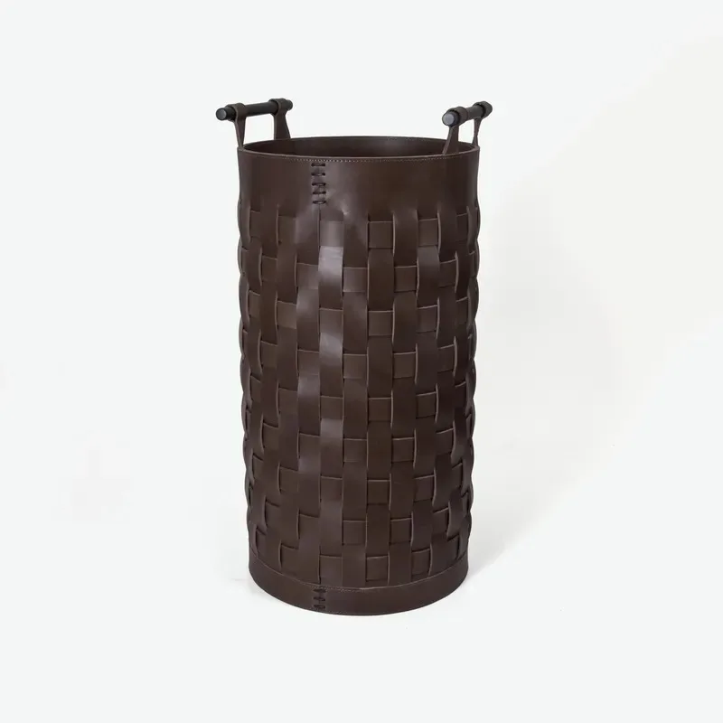 Light Luxury Modern Handmade Leather Woven Basket Simple Clothing Storage for Bedroom Sundries Organization Model