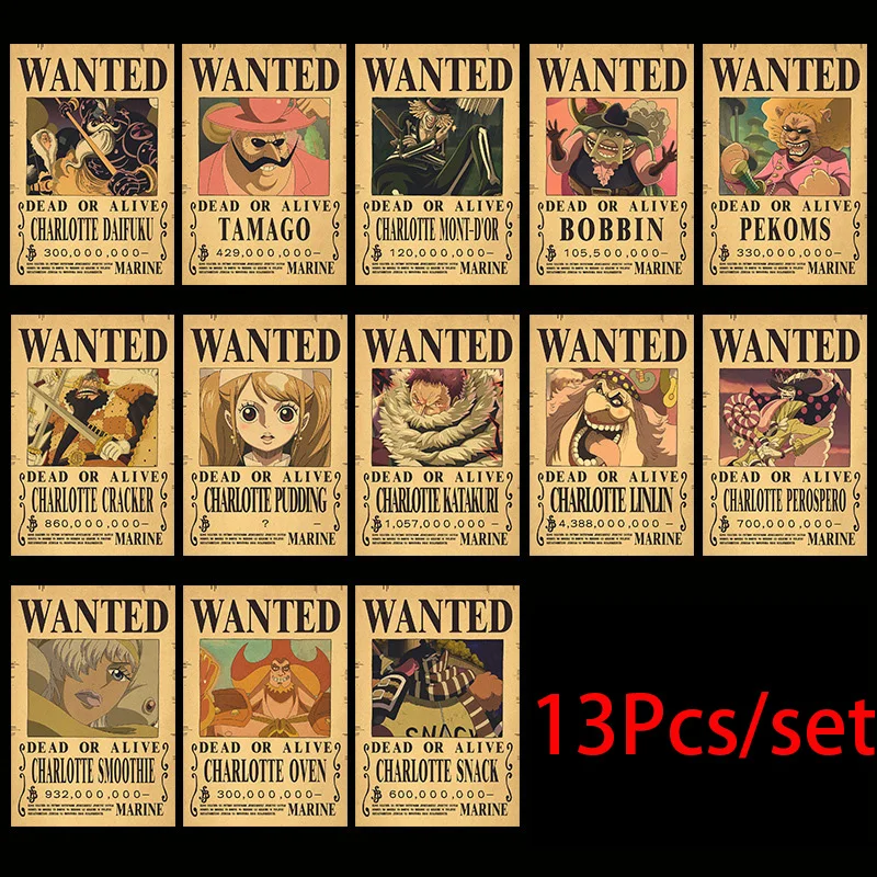 10 Stück Anime One Piece Luffy Neue Wanted-Poster Spielzeug Cartoon ACE Zoro Vintage Gemälde Poster Dekoration Spielzeug für Kinder Geschenke