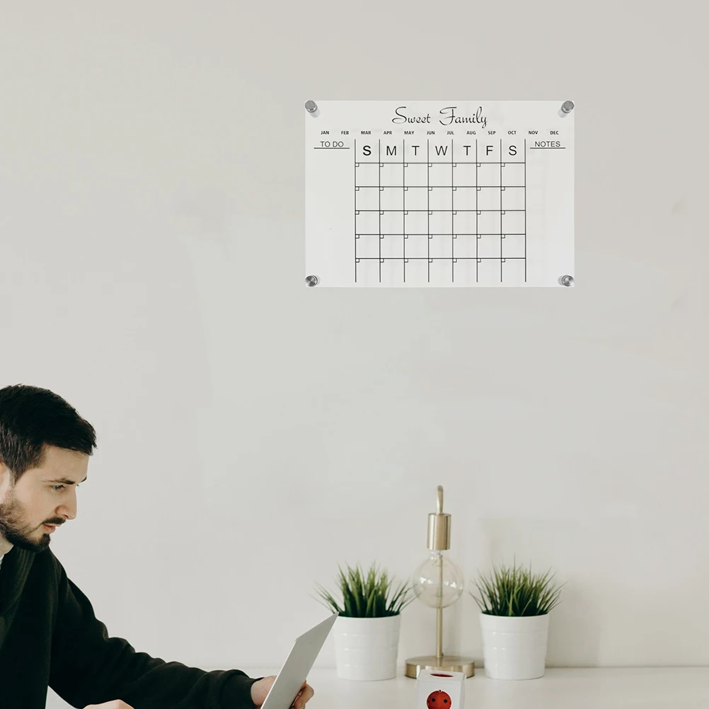 

1 set Clear Acrylic Dry Erase Board Creative Weekly Planner for Party Wedding Birthday Use