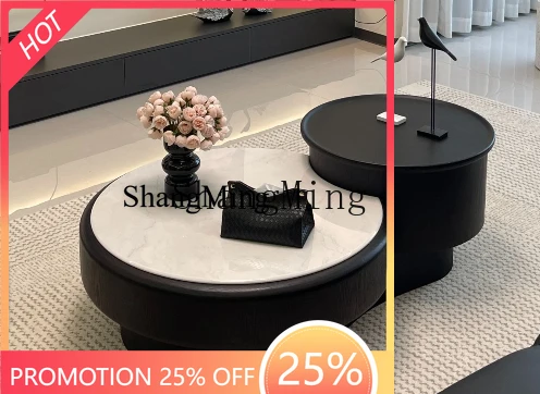 

ZYY household high value new minimalist coffee table light luxury high living room household round marble coffee table