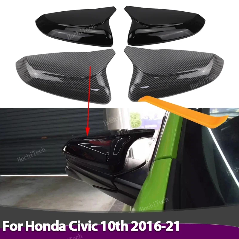 For 16-21 Honda Civic Sedan/Coupe/Hatchback Carbon Fiber Door Side Mirror Cover - Foto 2