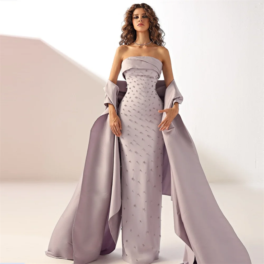 

Prom Dress Saudi Arabia Dearin Strapless Column Floor Length Skirts Ribbon Bespoke Occasion Dresses Formal Evening Gown