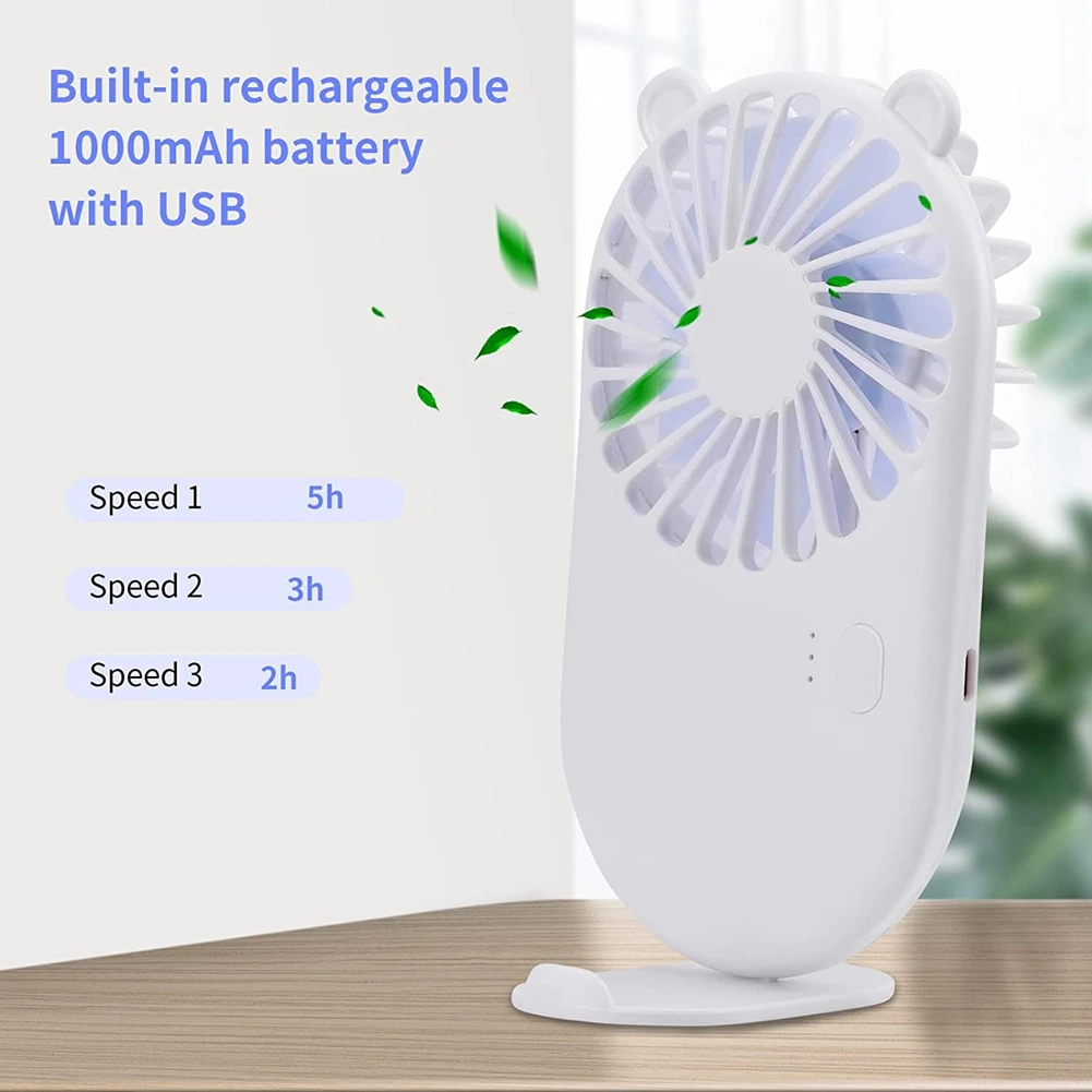 Handheld Mini USB Fan, Portable USB Pocket Fan Rechargeable with Holder, 3 Speeds Adjustable Design Suitable for Kids