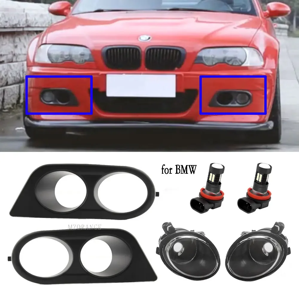 Fog Lights for BMW E46 M3 2001-2005 2006 Accessories Glossy Black Surround Air Duct Fog Lamp Cover Grill Frame LED Headlight