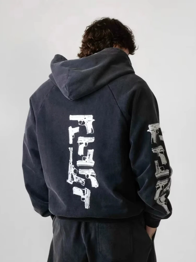 Street trend fashion hooded zipper sweatshirt autumn and winter men's and women's cardigans punk printed clothing