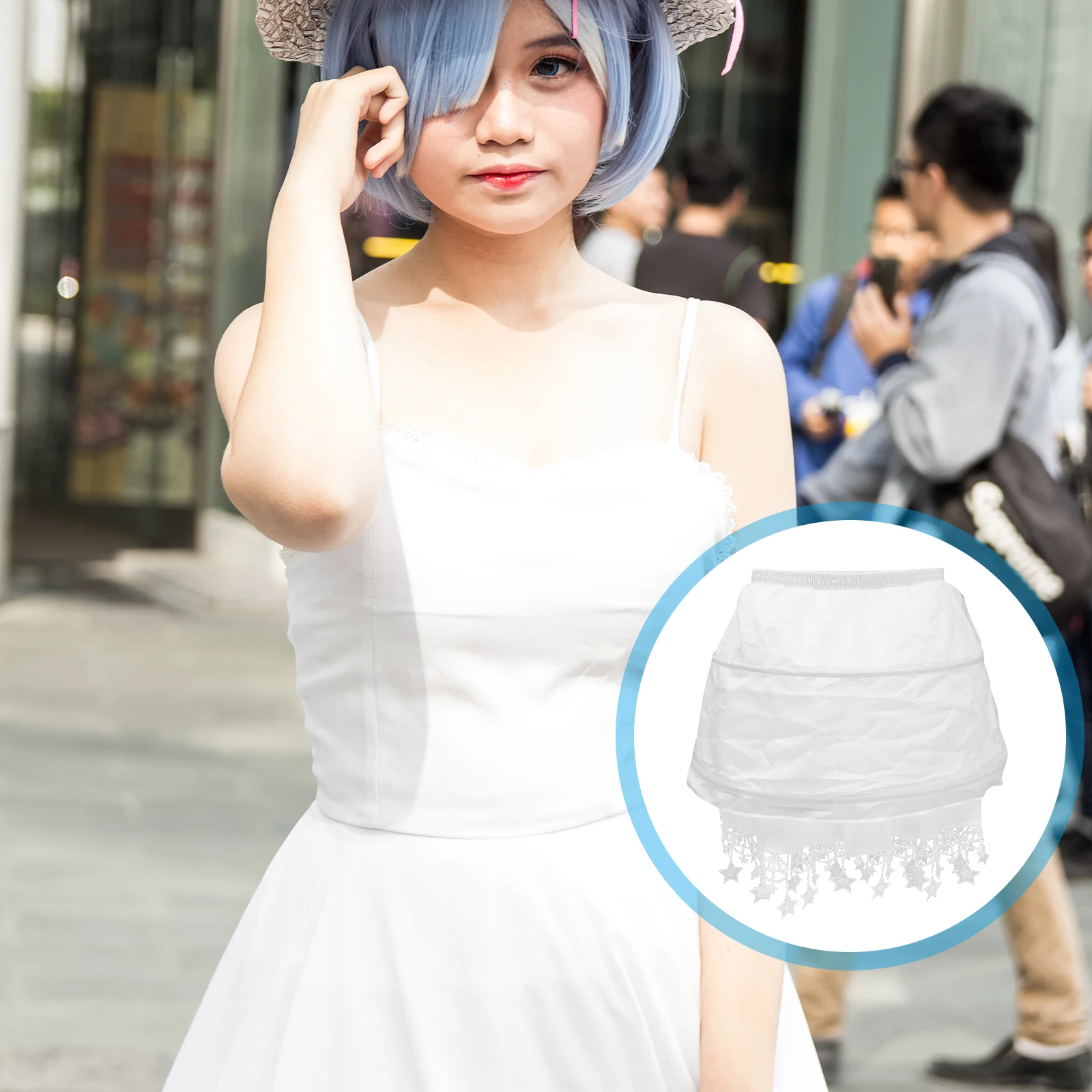 

Lolita Petticoat Dress Adjustable Underskirt Star Tassel Fluff Up Skirt Dazzling Crowd Praise Perfect Cosplay Bride Prom Dress