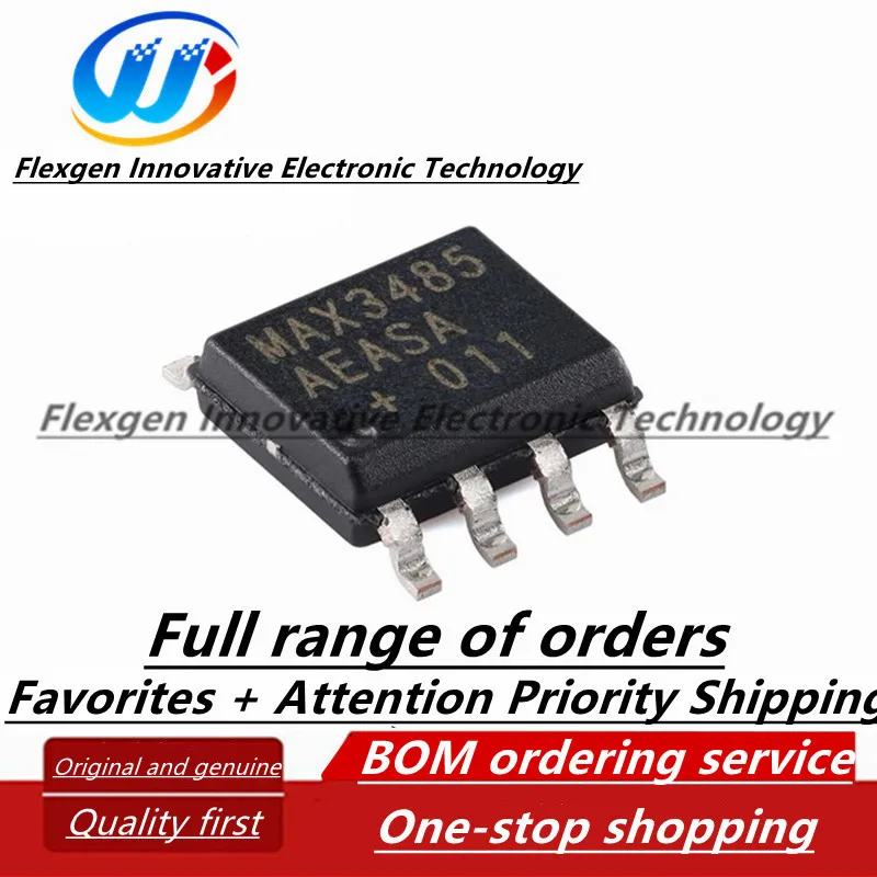 (10 pcs.) MAX3485AEASA+T Slew Rate Limited RS-485/422 Transceiver Package: SOIC-8