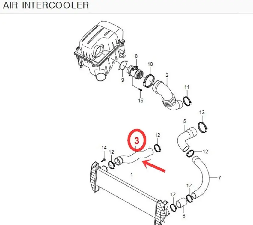 Turbo charger to Inter cooler Hose for KYRON +D20DT#2374109060