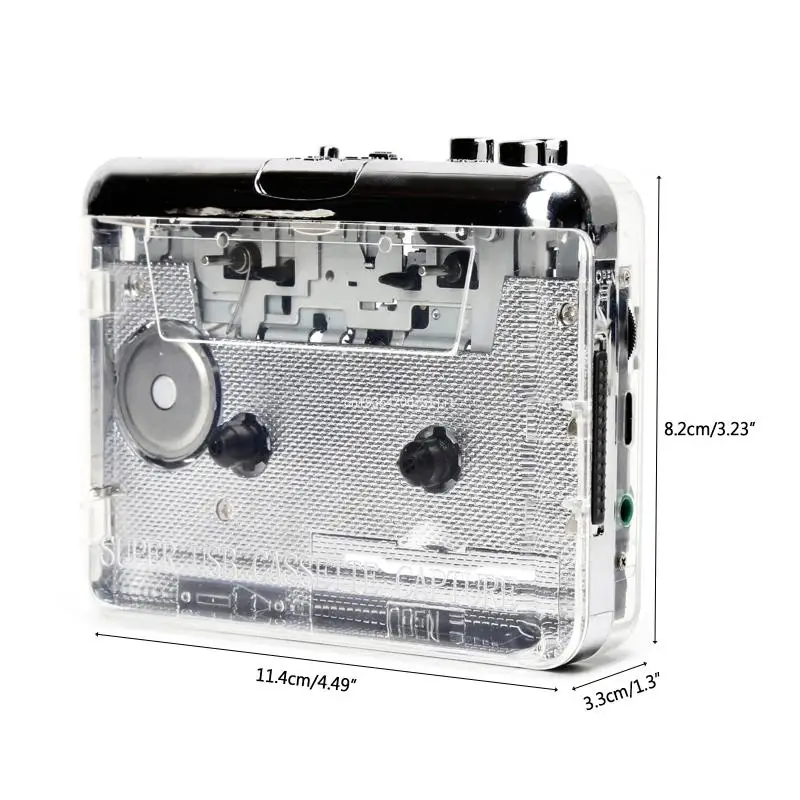 Transparent Cassette Player Portable MP3 Cassette to MP3 Type-c Tape Player Support for Windows XP, Vista, for 7 DropShipping