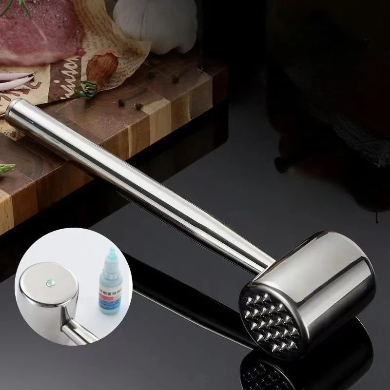 Meat Tenderizer Mallet,Meat Hamme,304 Stainless Steel,Kitchen Meat Mallet, Hammer Extended Handle for Steak Beef Chicken Pork