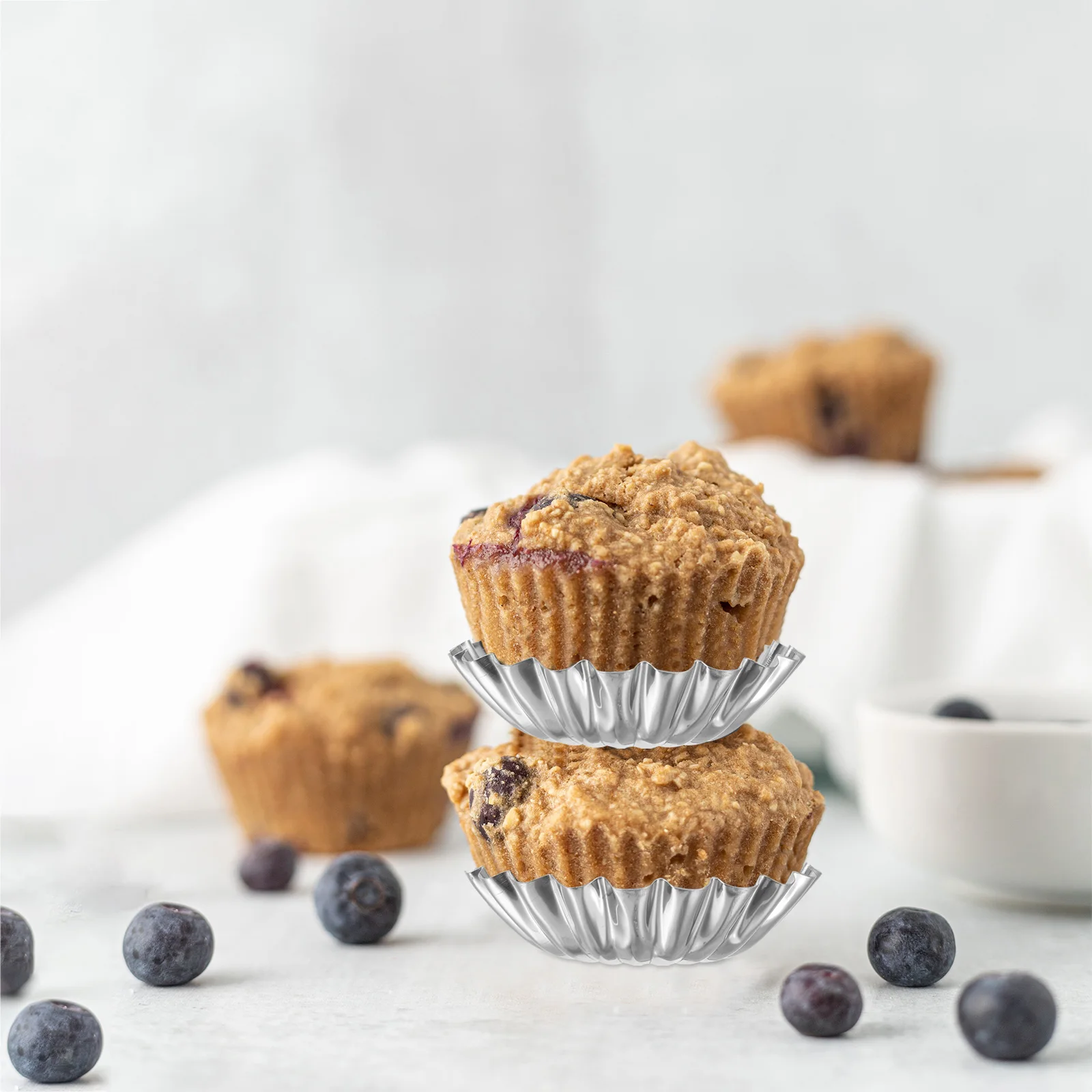 

50Pcs Stainless Steel Egg Tart Molds Reusable Baking Tart Molds for Household Kitchen Bakery Muffin Cupcake Multi-Purpose Baking