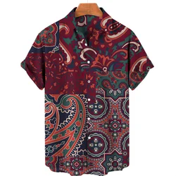 2023 Men's Hawaiian shirt Summer casual loose fitting shirt Men's breathable short sleeved 3D retro patterned beach men clothing