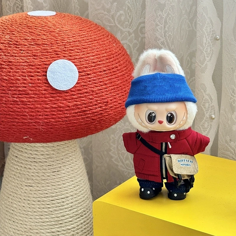 ل 15 17 سنتيمتر Labubu دمية الشتاء أسفل سترة مع الجينز بلوزة من الصوف ملابس كاملة أسفل السترات الليزر ملابس التزلج Ropa