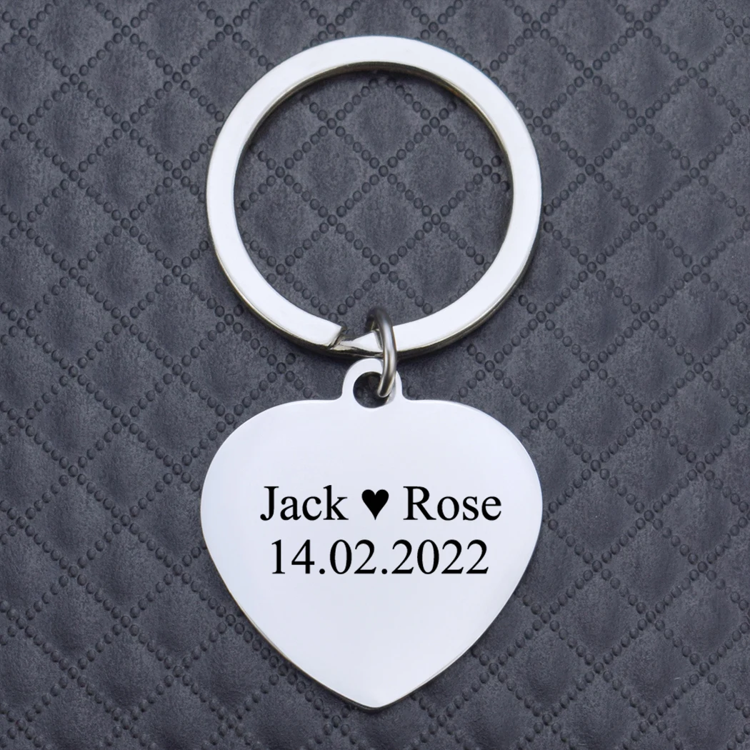 Personalized Key Chain Engraved Keychain Key Fobs Stainless Steel Keyring Custom Text QR Code Key Ring Gift for Friend