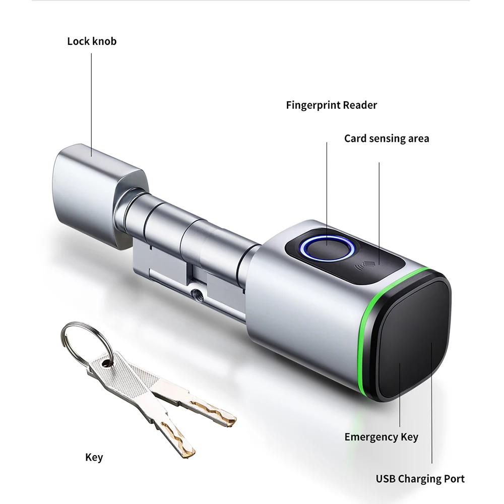 

Tuya Blue-tooth Aluminum Alloy Electronic Cylinder Work With Fingerprint and Keycard TTlock Optional