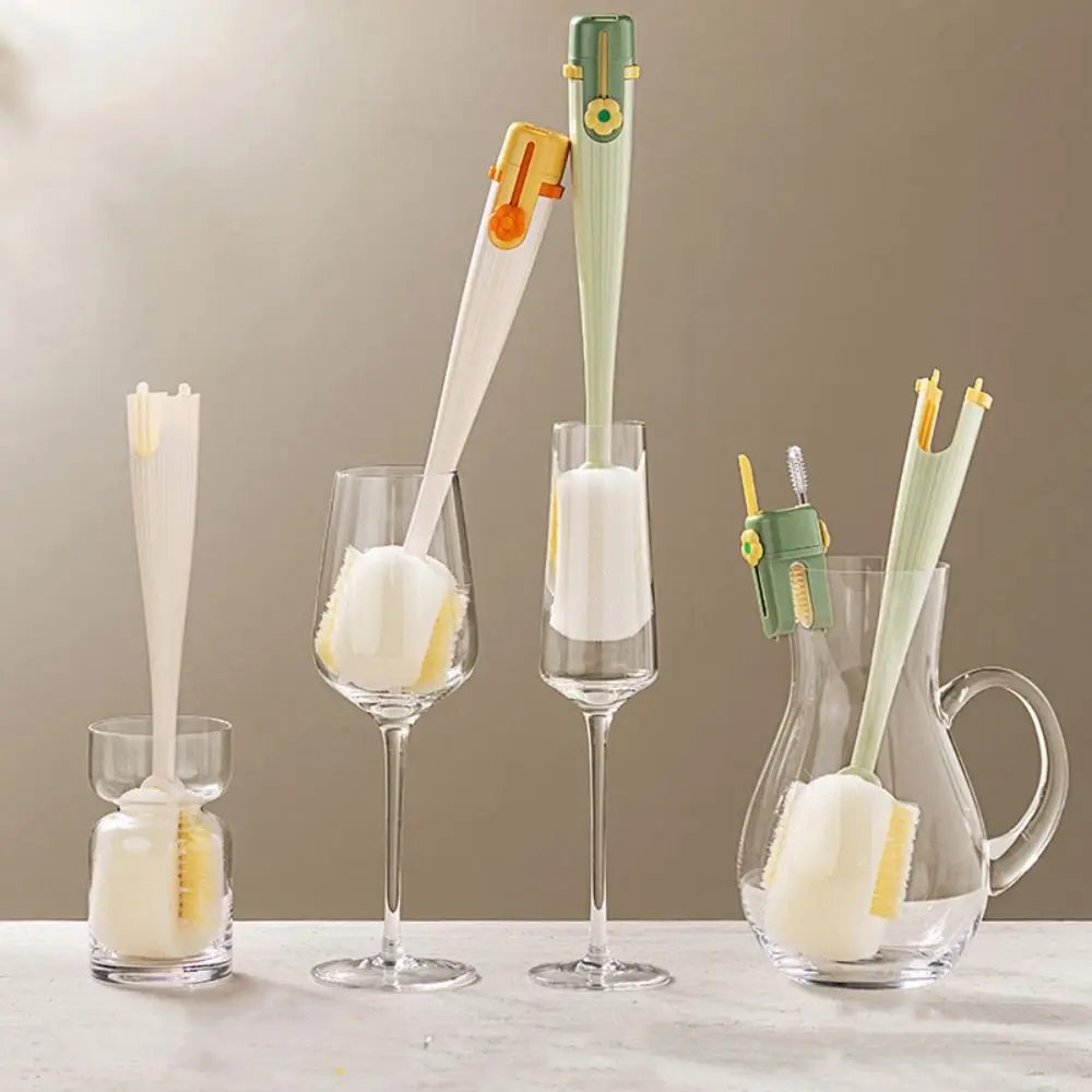 

Multipurpose 5-in-1 Cup Washing Tool Long Handle 360 Degree Rotation Baby Bottle Cleaner Brush Water Bottle Cleaner Convenient