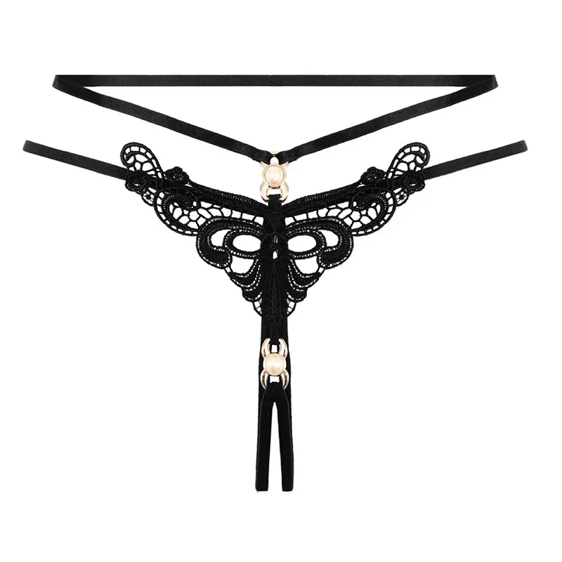 Sexy Pearl Beaded Underwear For Women Low Waist T Shaped Crotchless G-String Sexy Erotic Lingerie Hot Women Underpants