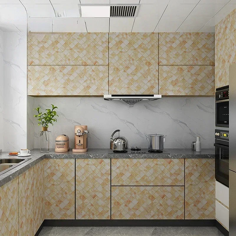 Kitchen Vinyl Marble Self Adhesive Wallpaper DIY Heatproof Waterproof Contact Continuous Wall covering Wall Stickers Wall Decor