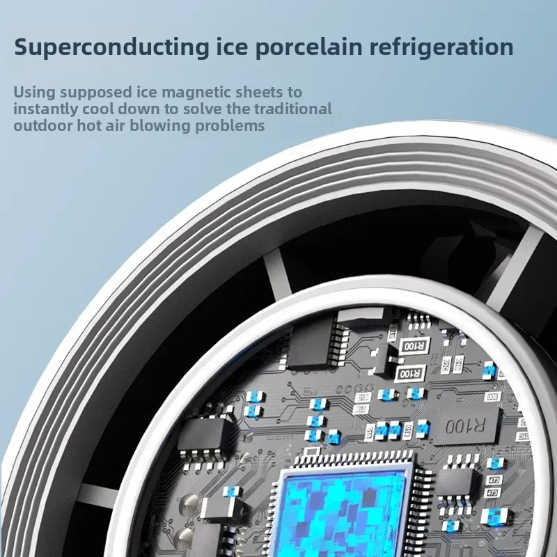 Superior   New Folding Refrigeration Ice Compress Desktop Handheld Fan, High-speed Brushless Turbine Portable Digital Display Us