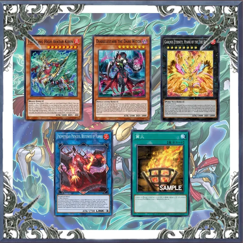 Juego de cartas Yugioh de la bruja negra, Rey fuego, 70 piezas, fácil de jugar, no Original, maestro Duel, mazo DIY, MD Kirin Bonfire