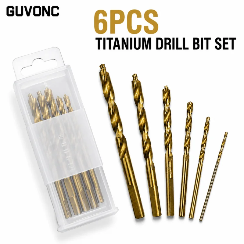 6Pcs Titanium HSS Twist Drill Bit Set 1‑6mm Flat Hex Shank with Storage Case for Wood Metal Plastic DIY
