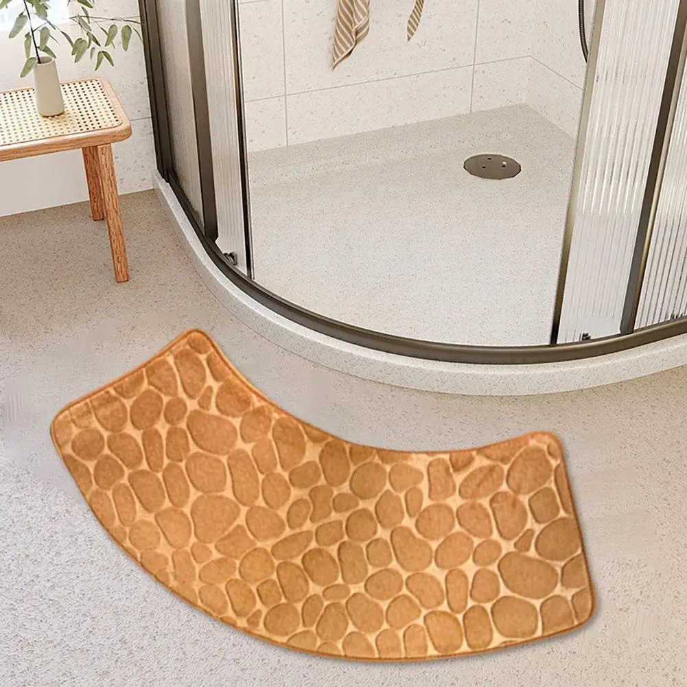 Bathroom Mat Luxurious Coral Velvet Bathroom Floor Mat with Pebble Design Anti-slip Water Absorbent Quick-drying Hotel Bath Mat