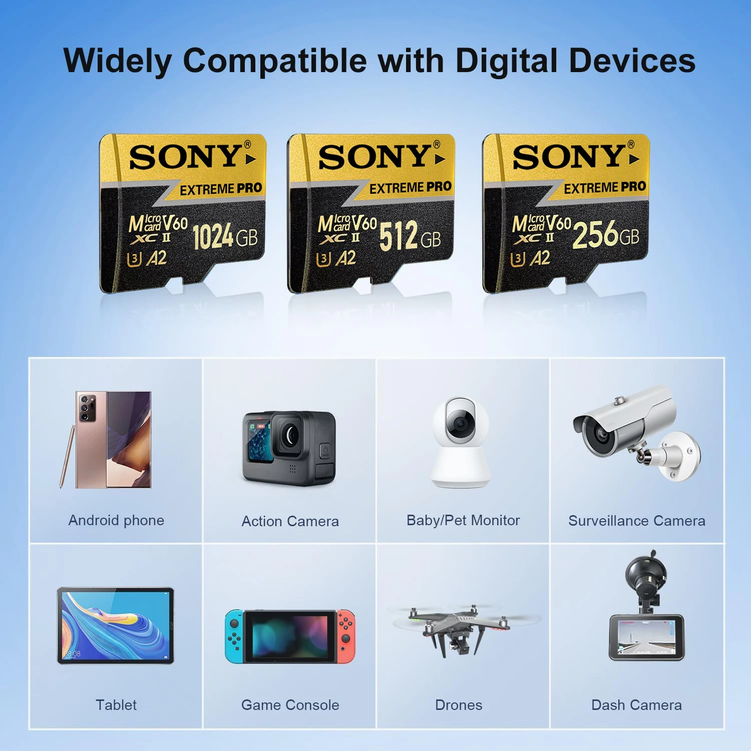 بطاقة ذاكرة سوني SD عالية السرعة 1 تيرا بايت مايكرو فلاش بطاقة SD المتطرفة TF بطاقة فلاش فئة 10 128 جيجابايت 512 جيجابايت 256 جيجابايت 64 جيجابايت للهواتف الذكية