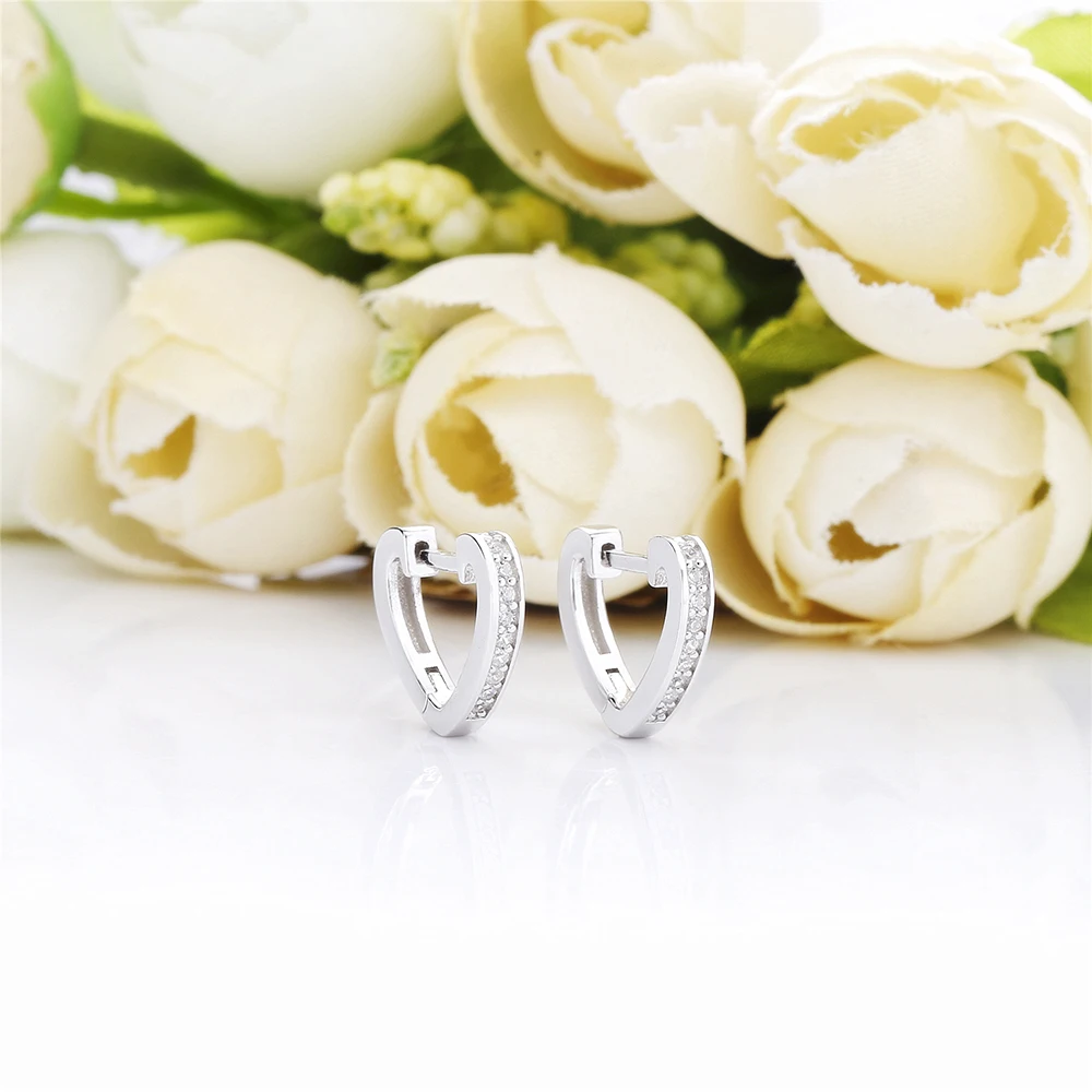 SHADOWHUNTERS 100% ريال 925 فضة شكل قلب هوب أقراط الزركون للنساء مجوهرات رومانسية هدية 925 ثقب الفضة #5