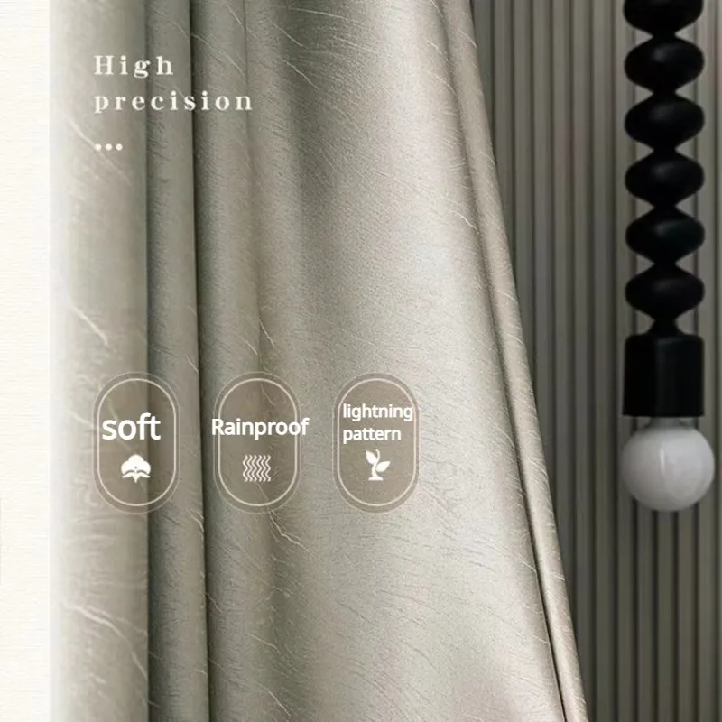 

Modern Beige Jacquard Luxury Blackout Curtains for Living Room Bedroom Dining Nordic Window Drape Custom Champagne Gold Jacquard