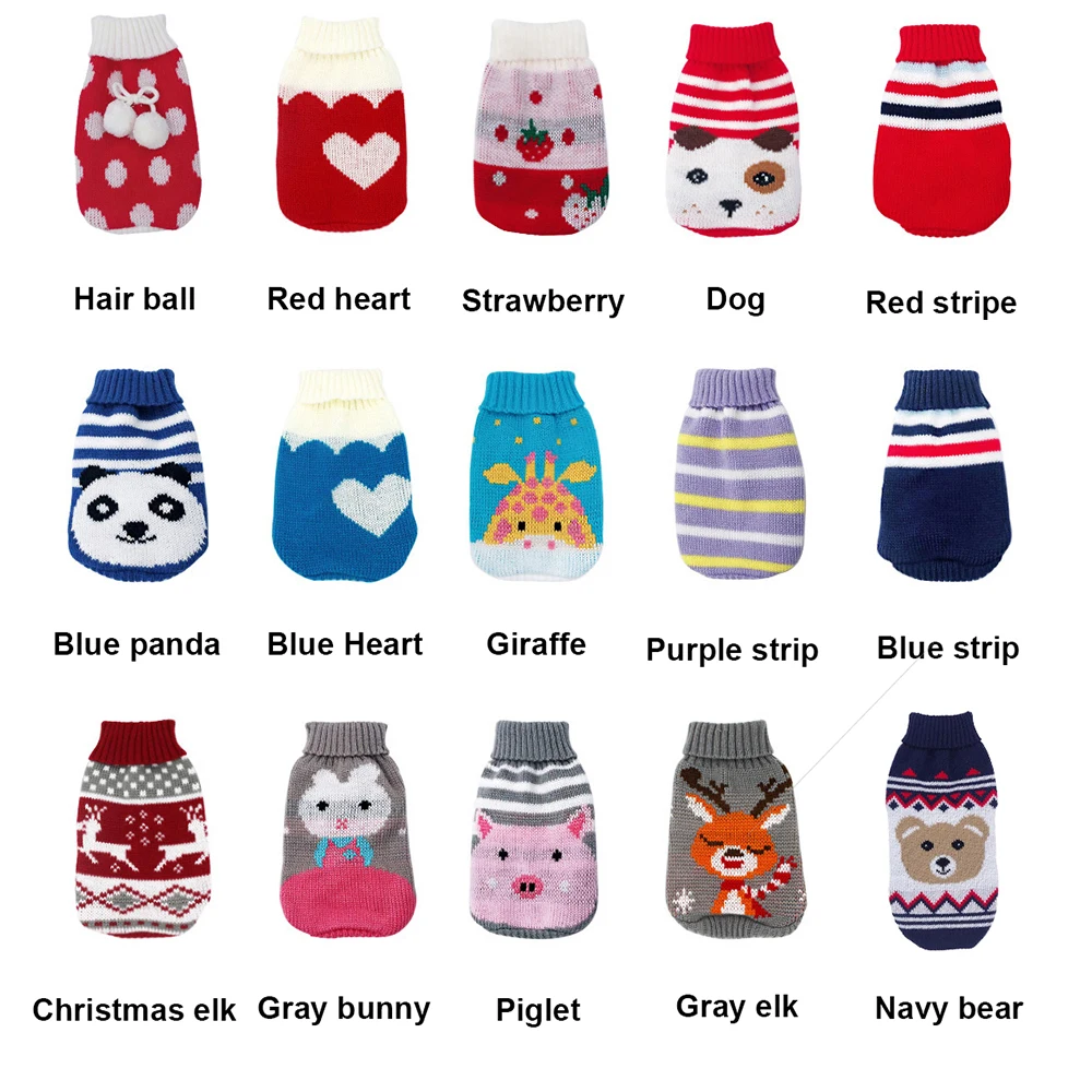 

Winter Cartoon Cat Dog Clothes Warm Christmas Sweater For Small Yorkie Pet Clothing Coat Knitting Crochet Cloth XS-3XL