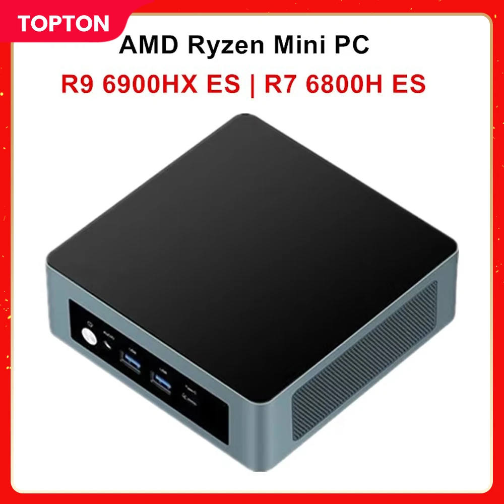 Topton AMD Mini PC Gamer Ryzen 9 6900HX ES 8 Core 2xDDR5 2xLAN 2.5G NVMe USB4 Windows 11 Pro Desktop Mini Gaming Computer WiFi6E