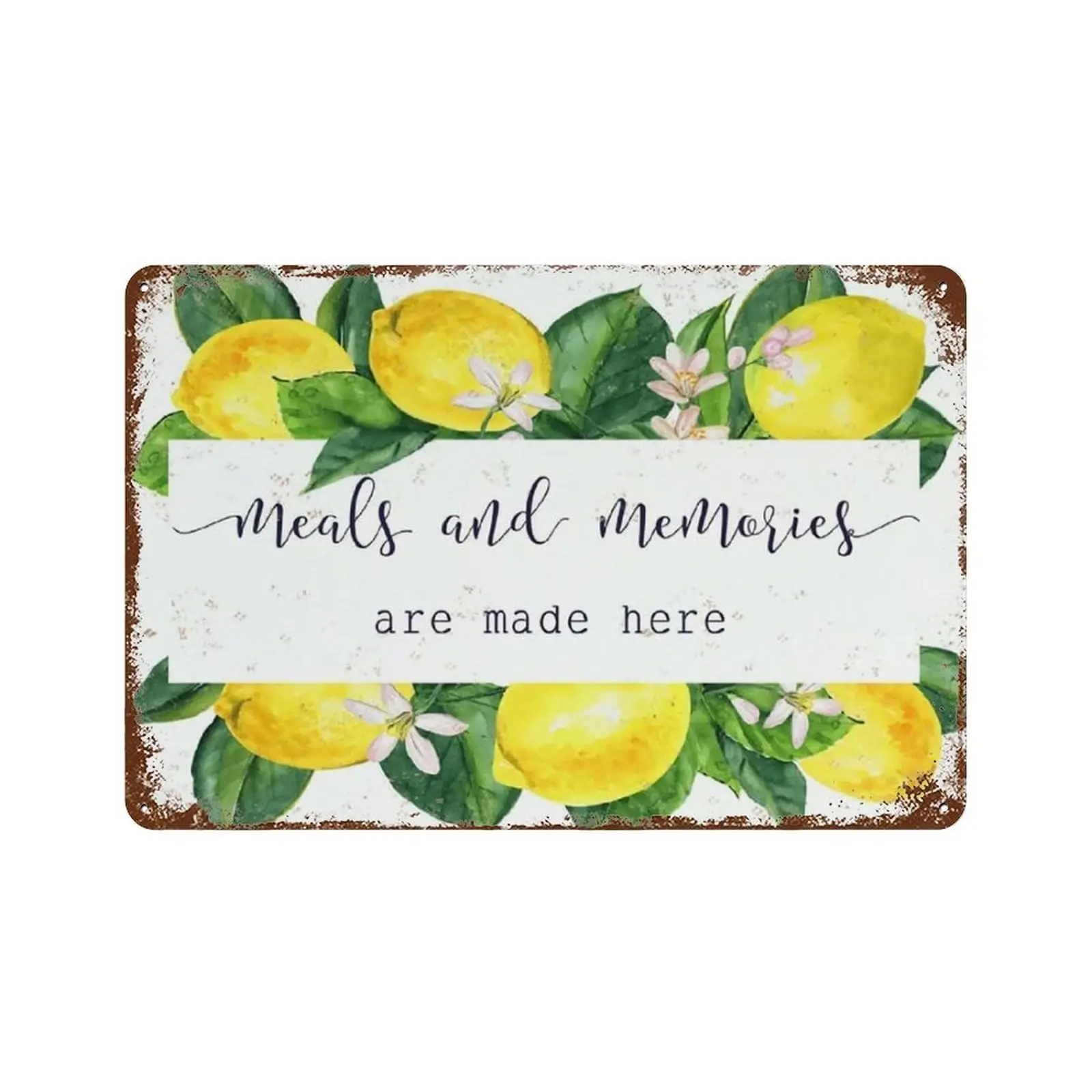 Metal Sign Meals And Memories Are Made Here Kitchen Wall Decor Lemon Decor Metal Tin Home Bar Shop Decorations Coffee Vintage Si