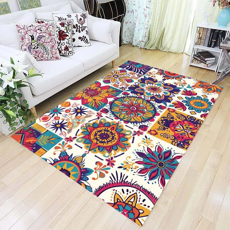 Mandala Style Retro Bohemian Carpet for Living Room Sofa Large Home Decor Soft Rug Bedroom Study Luxury Home Sofa Area Floor Mat