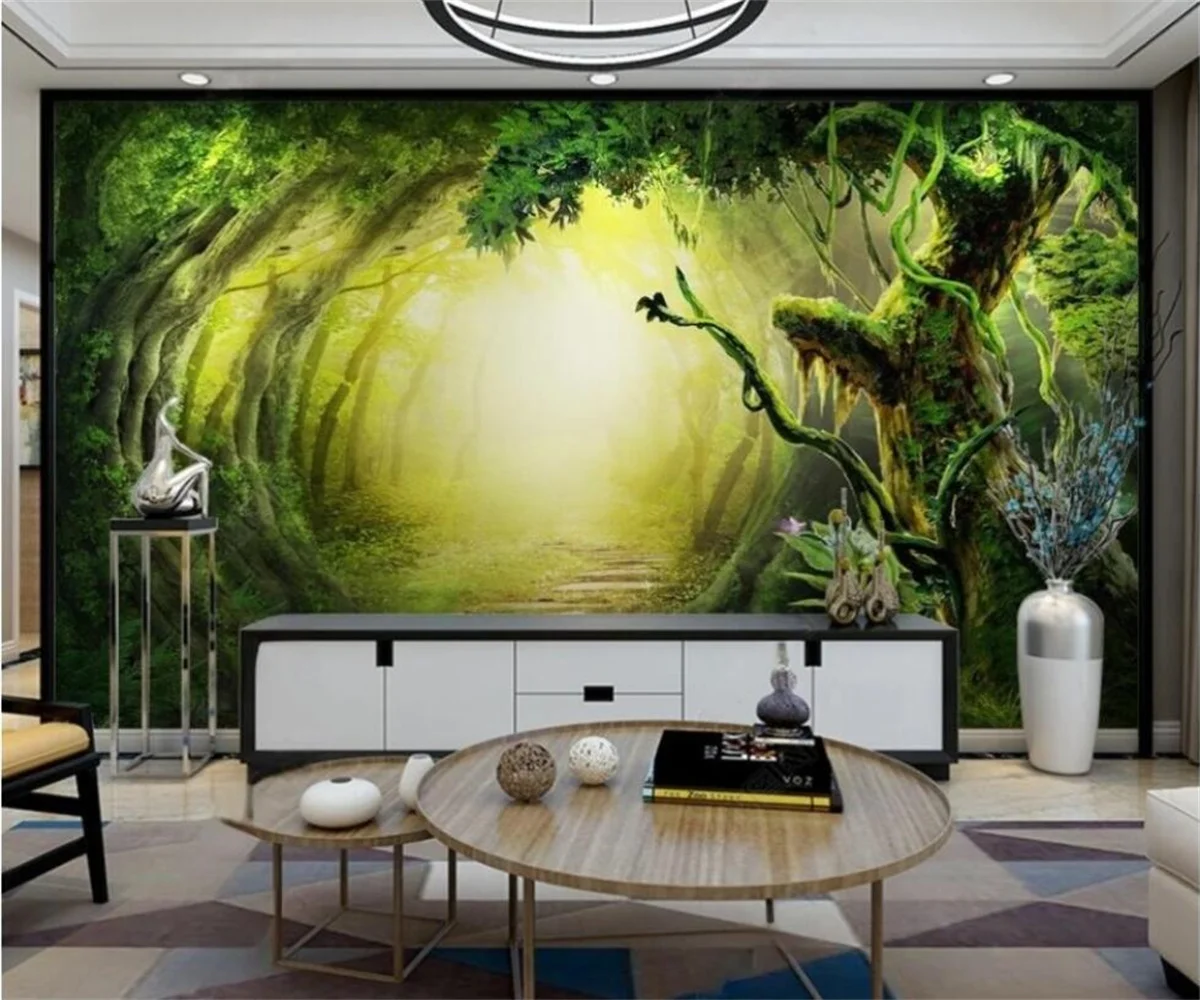 

Custom Nature scenery 3D Fantasy Forest Trail TV Background wall 3d wallpaper Mural Papel de Parede