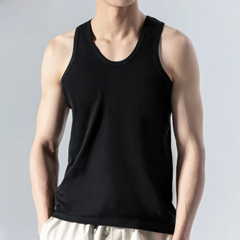 

Мужская хлопковая майка Hengyuanxiang, облегающая, в американском стиле, для бега, базовый слой, с круглым вырезом, без рукавов