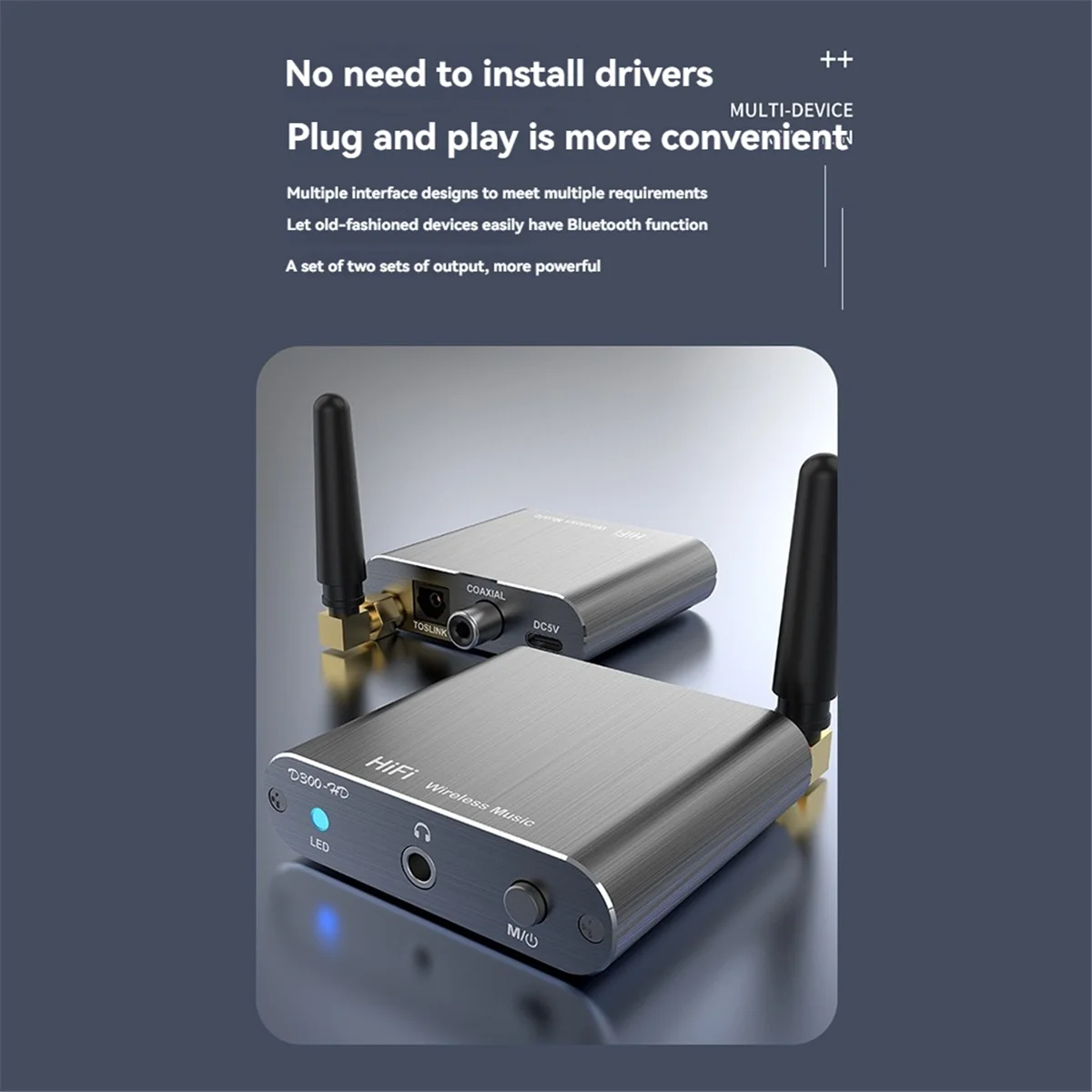 

LDFH Bluetooth Audio Adapter - Wireless Transmitter & Receiver with AptX-HD Toslink/Coaxial Output for TV Car Computer