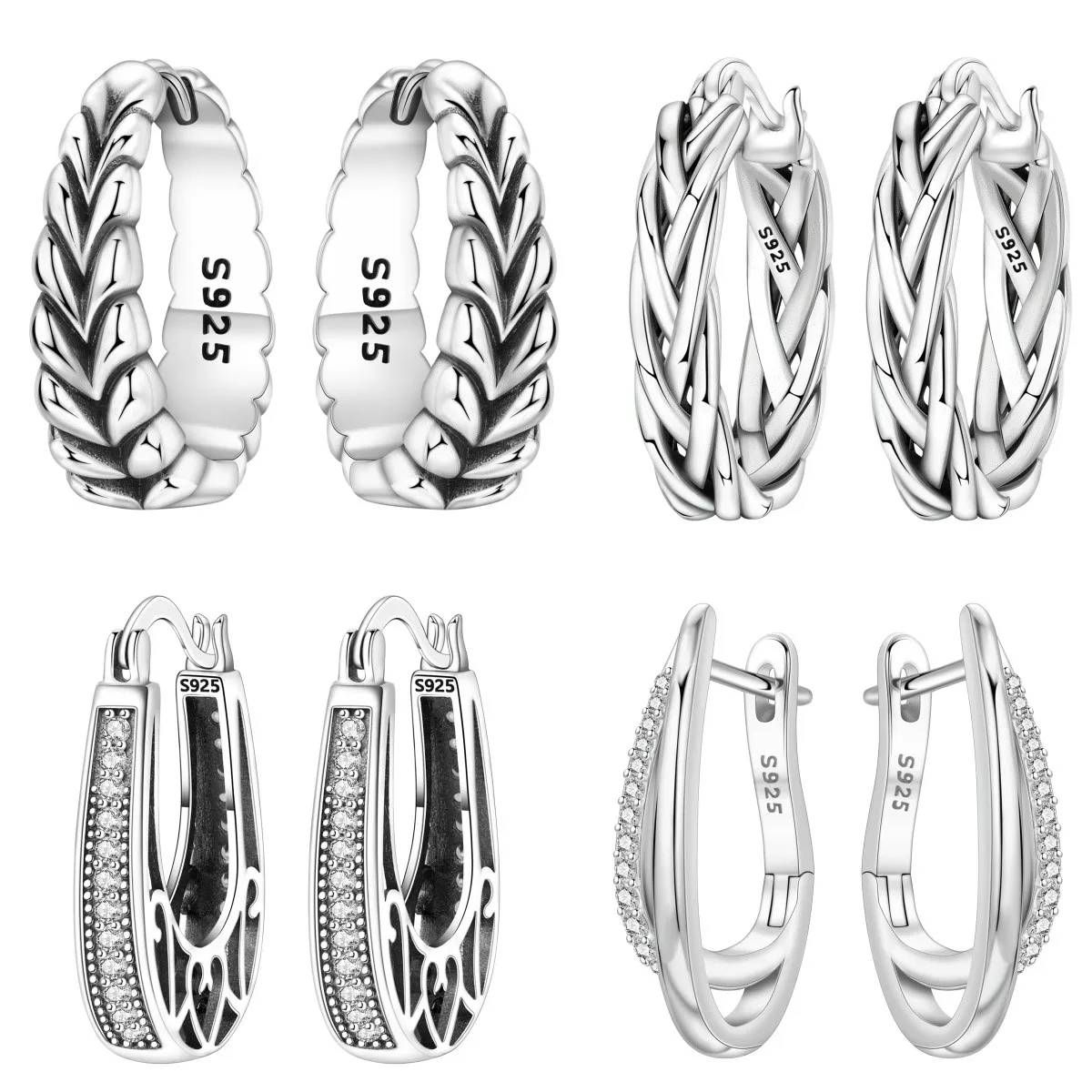 

Orstarry S925 Sterling Silver Earrings Versatile Vintage Basic Braided Earrings For Women Birthday Gift Fine Jewelry