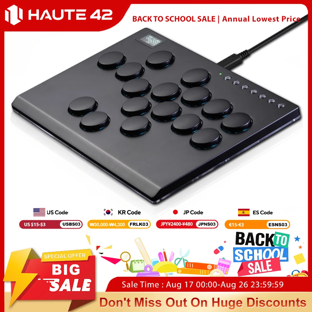 Haute42 M16 Aluminum Alloy Leverless Hitbox Controller Stickless Arcade Controller For PC/PS4/PS5 Fightstick Stickless Hitbox