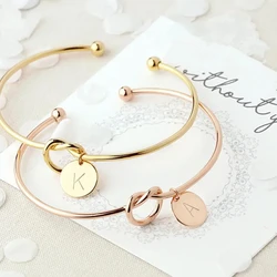 Fashion Letter A-Z Women's Bracelets Couples Bracelets Gold/Silver/Rose Gold Alloy knotted Bracelets Women's Bangles Jewelry
