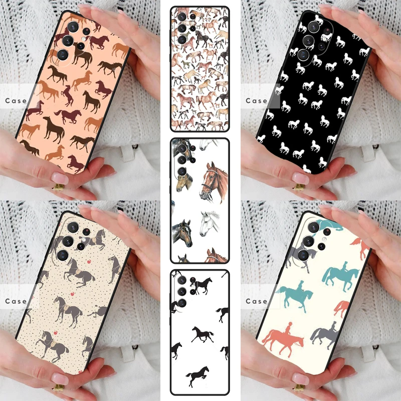 Horses Pattern collage TPU Phone Case for Samsung Galaxy S26 S25 S24 S23 S22 S21 S20 Note10 Plus FE Ultra Cover