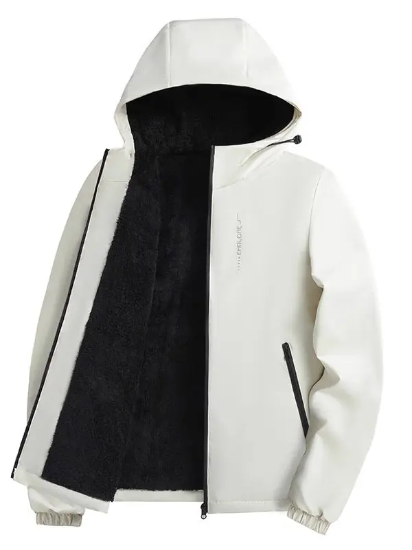 Fleece Thickened Autumn and Winter Men's Jacket Casual Versatile Hooded Jacket Windproof Waterproof Outdoor Men's Jacket
