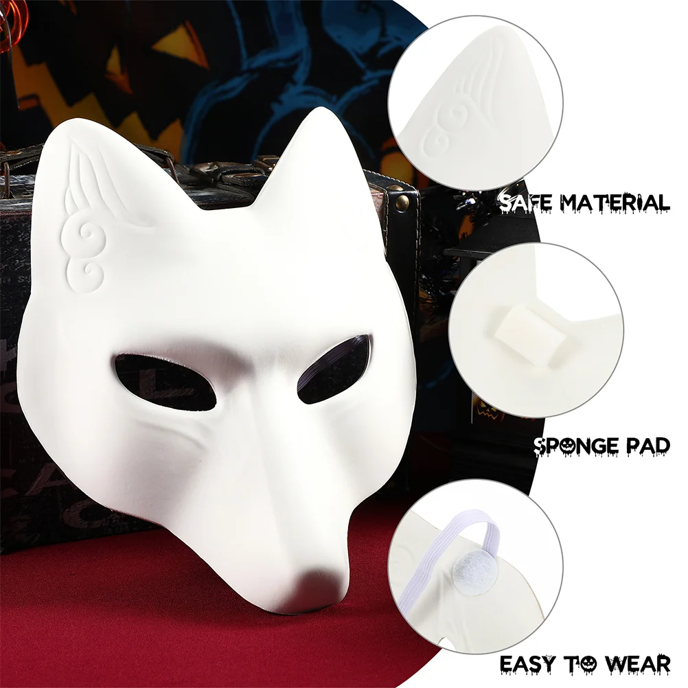 2 Pcs Mask Fox Halloween Animal Face Aldult White Adorable Foxes Party Accessory Child