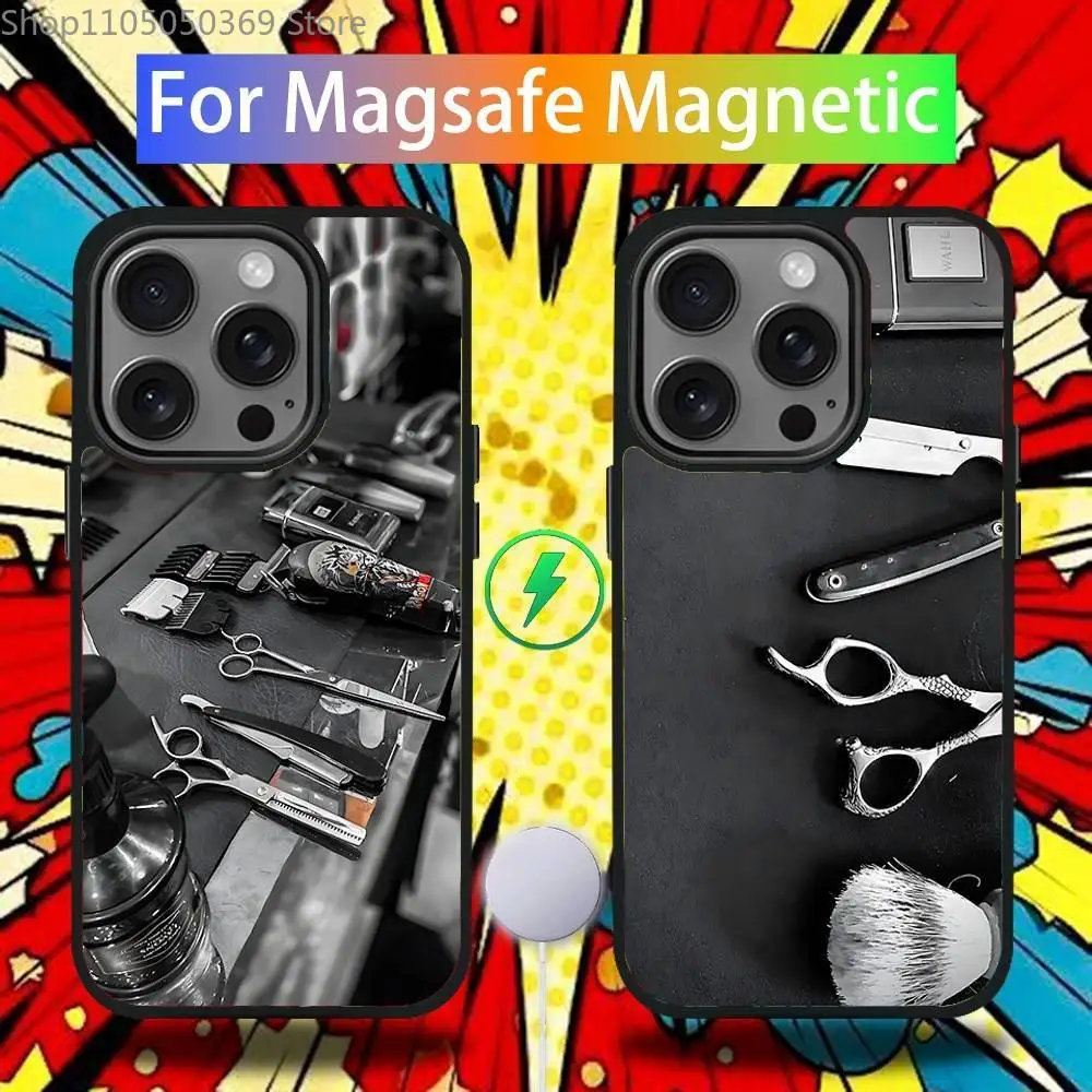 

Barber Shop Hair Stylist tools Phone Case For iPhone 17,16,15,14,13,12,11,Pro,Max,Plus,Mini,SE4,E Magsafe Wireless Charging