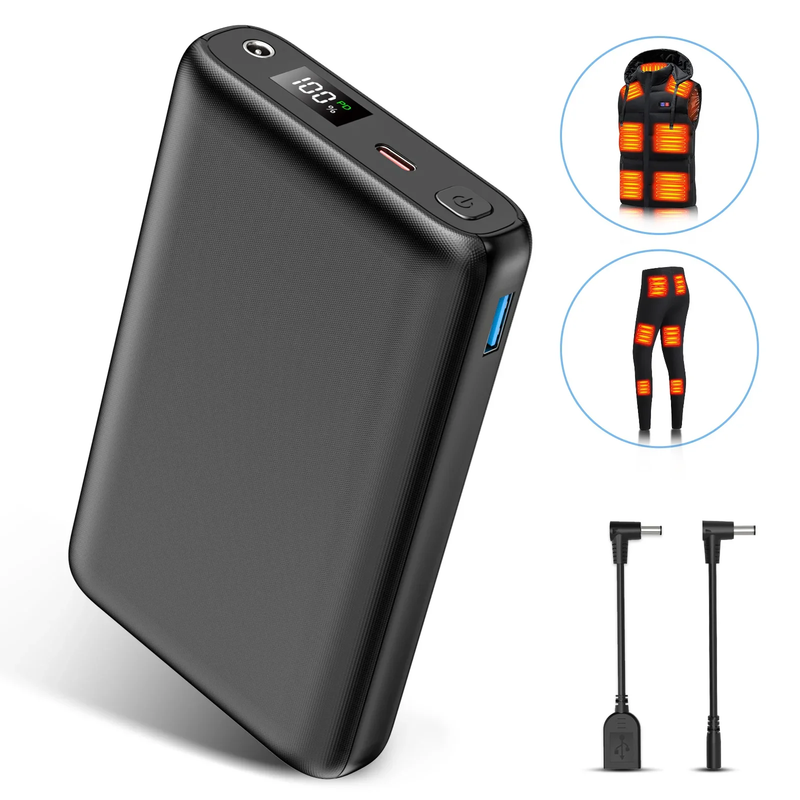 Portable Power Bank 30000mAh Large Capacity  Equipped with USB/DC Interfaces LED Display Light Weight For Phone Heating Clothing