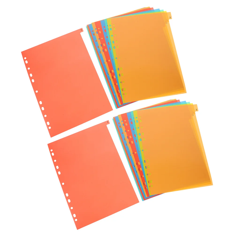 

2Sets A4 Index Dividers 11-Hole Plastic Binder Tabs Loose Leaf Page Markers School Office File Organizer Bulk Binder Dividers