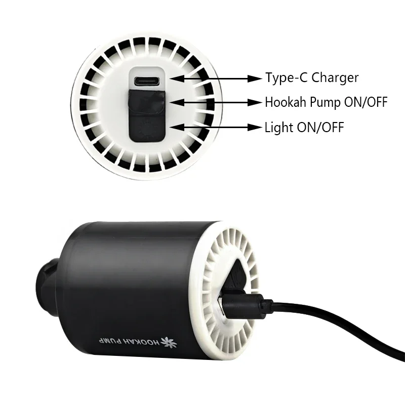 Hookah Pump Electronic Shisha Starter Rechargeable Battery USB Charging  LED Light Portable Smoking Chicha Cachimba Accessories