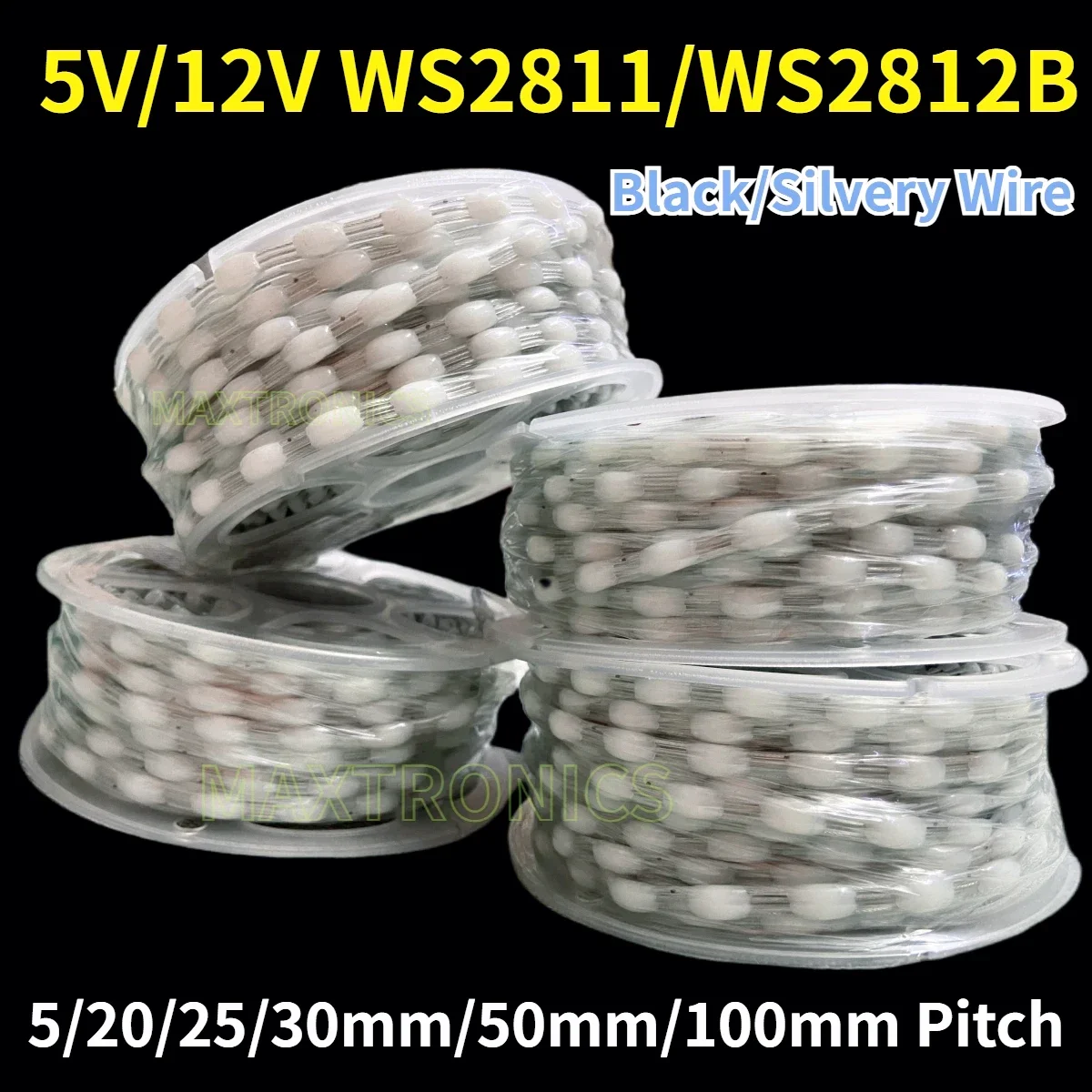 5V/12V WS2811 WS2812 LED String Lights Dream Color Addressable IP67 15/20/25/30mm/50mm/100mm Pitch Black/Silvery Wire Fairy Lamp